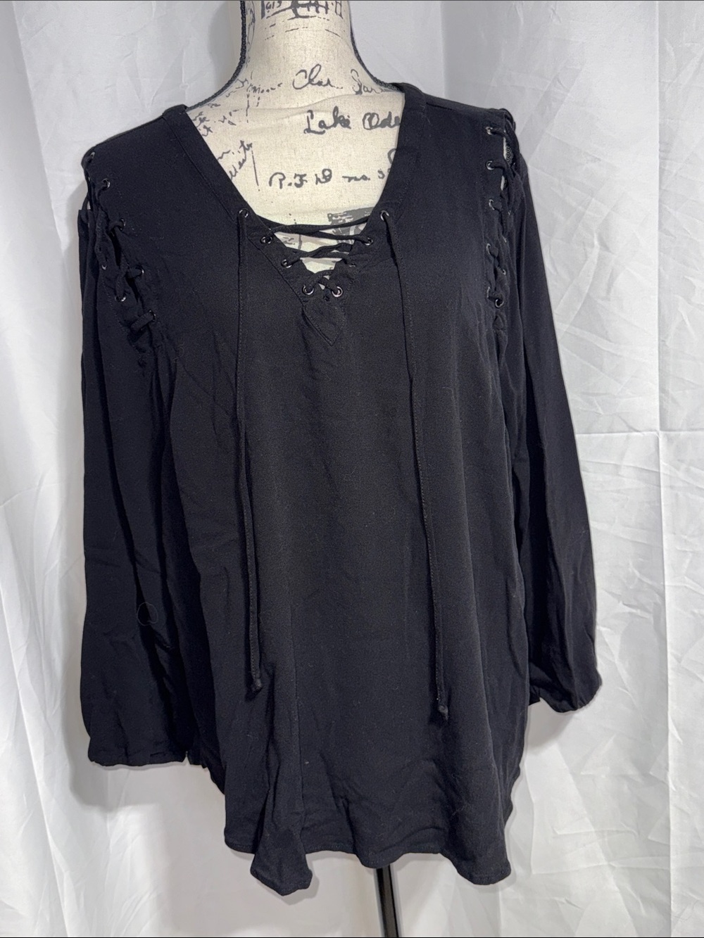torrid Black Lace-Up V-Neck Tunic Top